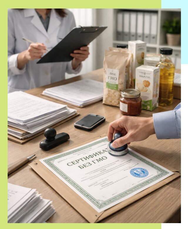 Получение сертификата Без ГМО для продукции в Топках